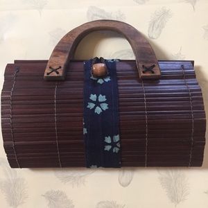 Japanese bamboo/wood top handle purse
